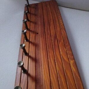 Solid Pine Wood Key Holder With Shelf And Brass Hooks NEW